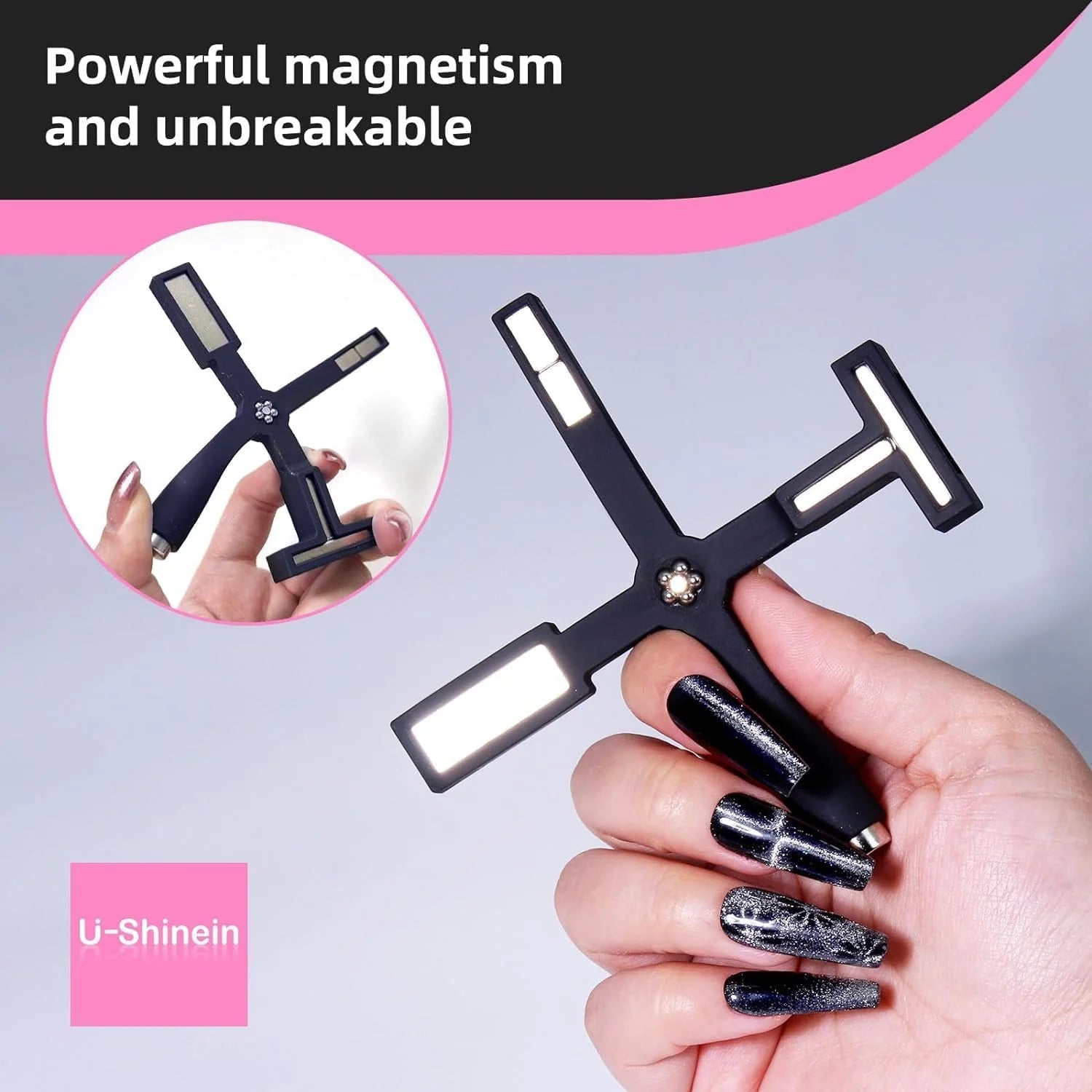 DX Nail Art 5-in-1 Magnetic Nail Tool Cat Eye Nail Magnet Wand Set for Gel Polish Effects