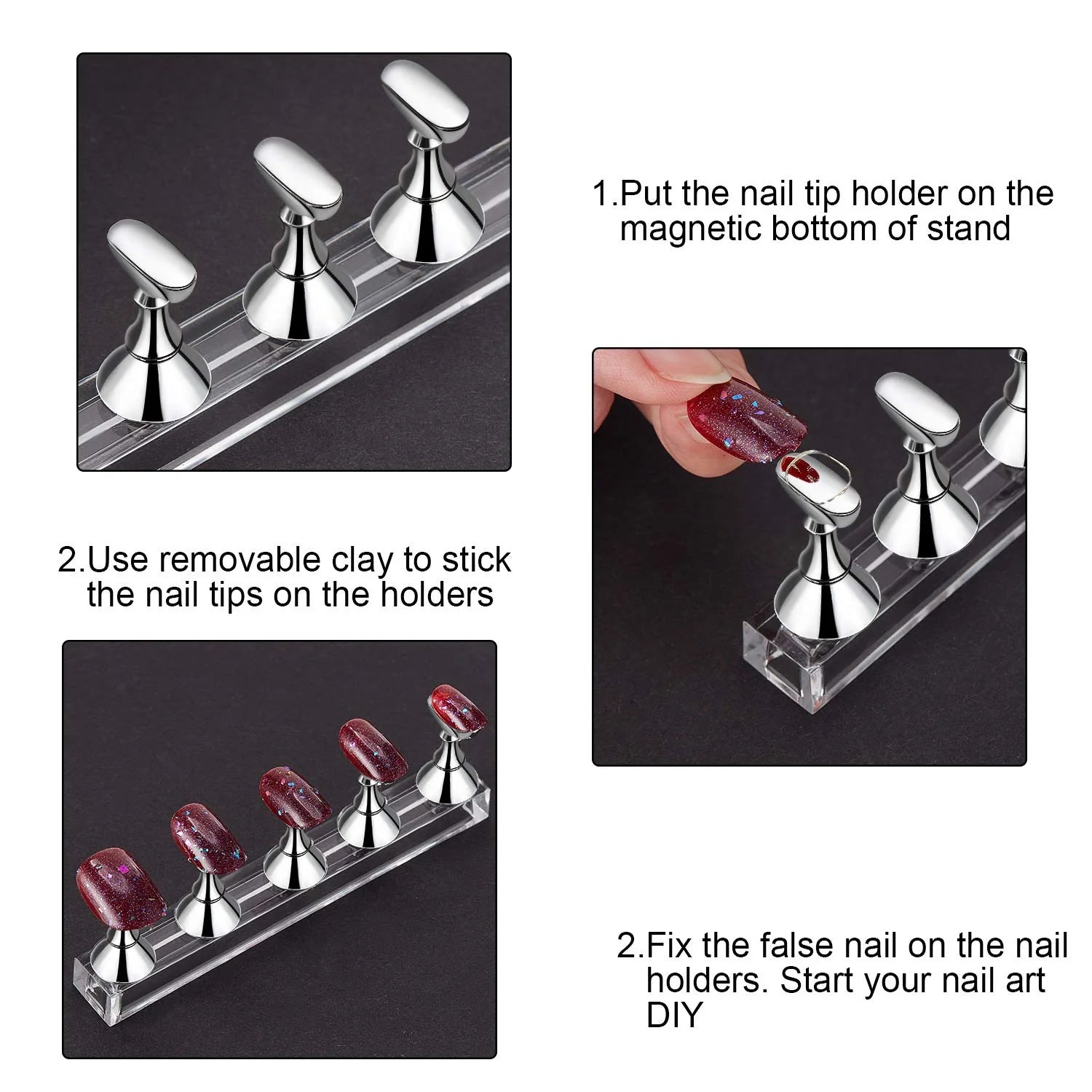 DX Nail Art Nail Art Stand – Magnetic Nail Display Holder for Press-On Nails & Nail Art Practice
