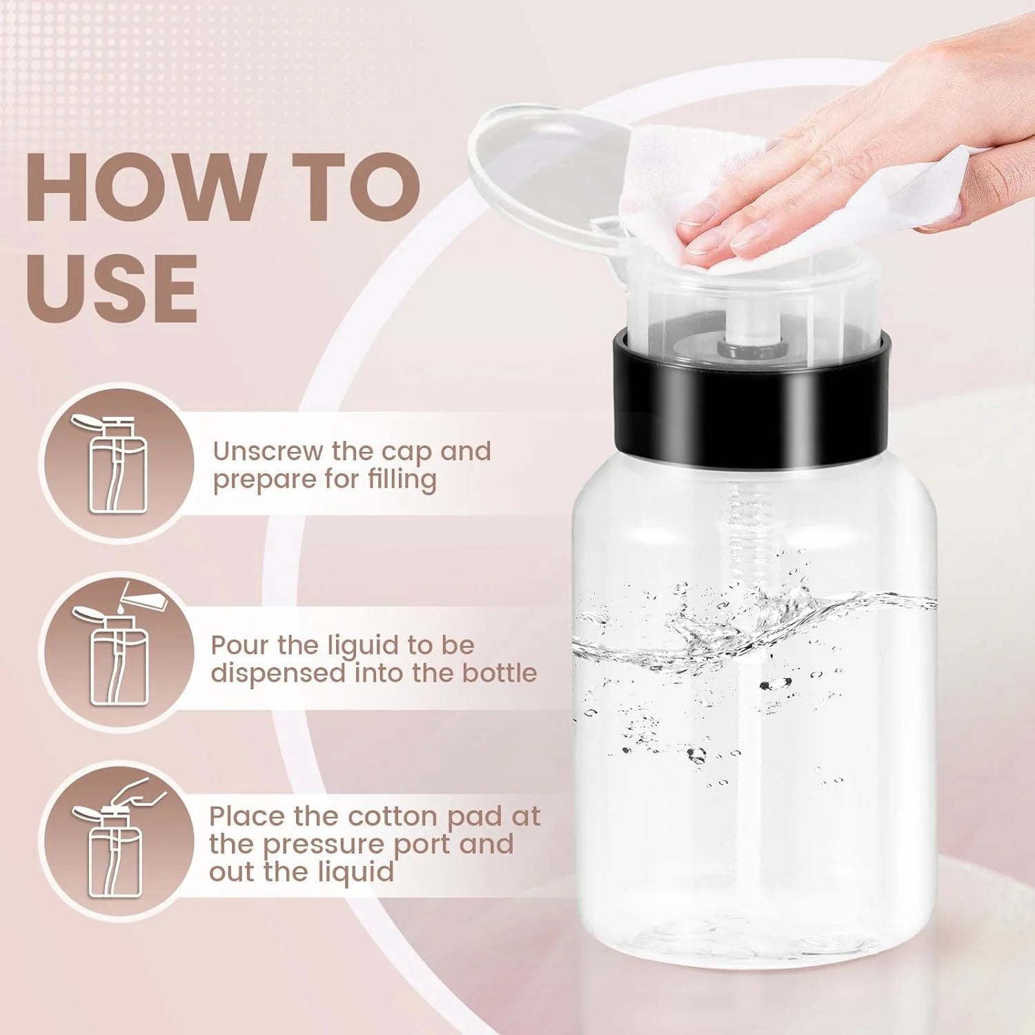 DX Nail Art Nail Pump Dispenser Bottle Push-Down Liquid Dispenser for Nail Polish Remover, Toner & Acetone