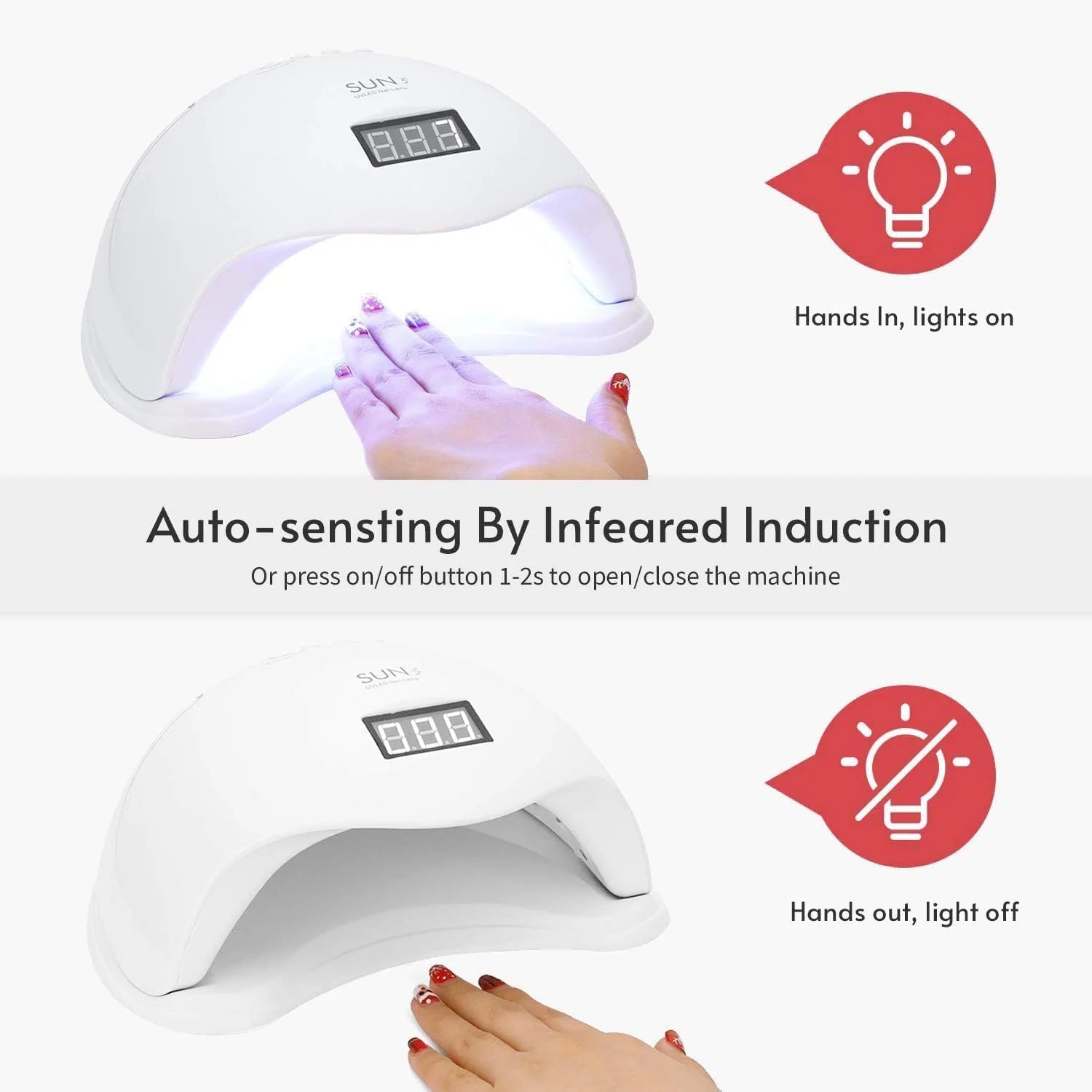 DX 48W UV/LED Nail Dryer Lamp – Fast-Curing Gel Nail Light with Smart Senso